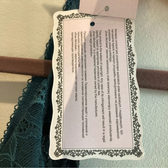 EWA MICHALAK Sz 32 J Emerald Lace Adjustable Straps Underwire Unpadded Bra NWT - Picture 8 of 13